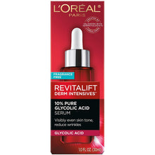 Load image into Gallery viewer, Glycolic Acid Peel Serum for Skin, L&#39;Oreal Paris Revitalift Derm Intensives 10% Pure Glycolic Acid Serum | Dark Spot Corrector, Even Tone, Reduce Wrinkles, Exfoliator With Aloe, Hydrates, 1 Oz