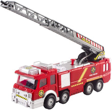 Load image into Gallery viewer, Fire Truck Toy Rescue with Shooting Water, Lights and Sirens Sounds, Extending Ladder and Water Pump Hose to Shoot Water, Bump and Go Action by Vokodo