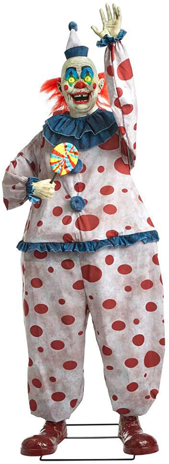 Home Accents Holiday Halloween Decor Old Time Clown 6.9 ft. Life-Sized Animated Glowing Yellow Eyes