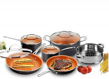 Load image into Gallery viewer, Gotham Steel 12 Piece Copper Kitchen Set with Non-Stick Ti-Cerama Copper Coating by Chef Daniel Green – Includes Skillets, Fry Pans and Stock Pots
