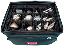 Load image into Gallery viewer, [Adjustable Christmas Ornament Storage Box with Dividers] - Deluxe Ornament Keeper - (Holds 48 Ornaments up to 6 Inches Tall by Nearly Any Width and Length) | 2 Removable Trays with Moving Separators