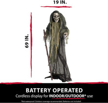 Load image into Gallery viewer, Haunted Hill Farm HHSKEL-2FLS Life-Size Animated Talking Skeleton Prop w/Moving Mouth, Battery-Operated Indoor/Outdoor Halloween Decoration, Color 1