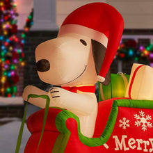 Load image into Gallery viewer, Gemmy 8&#39; Airblown Inflatable Snoopy as Santa in Sleigh Scene