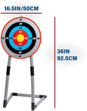 Load image into Gallery viewer, NSG Deluxe Bow and Arrow Set for Kids - Toy Archery Bow with Large Freestanding Target, Suction Cup Arrows, and Quiver
