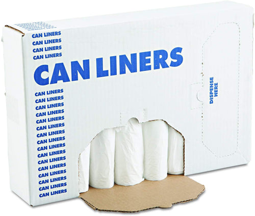 EH-Grade Can Liners, 24 x 32, 12-16gal, .4mil, White, 25 Bags/Roll, 20 Rolls/CT