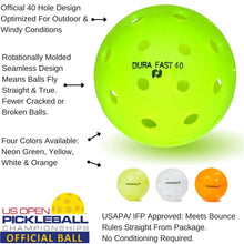 Load image into Gallery viewer, Dura Fast 40 Pickleballs | Outdoor pickleball balls | Neon | Pack of 6 | USAPA Approved and Sanctioned for Tournament Play, Professional Perfomance