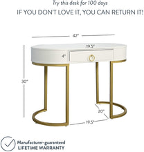 Load image into Gallery viewer, Nathan James Leighton Small Oval Glam Brass Accents, Vanity or Writing Desk for Home or Office