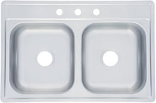 Load image into Gallery viewer, Kindred FDS703NB Double Bowl Topmount Sink, 33" x 22", Stainless Steel