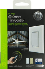 Load image into Gallery viewer, GE Enbrighten Z-Wave Plus Smart Fan Control, Speed ONLY, in-Wall, Includes White &amp; Lt. Almond Paddles, Zwave Hub Required, Works with SmartThings Wink and Alexa, 14287