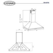 Load image into Gallery viewer, Cosmo Wall Mount Range Hood with Soft Touch Controls, LED Lighting and Permanent Filters