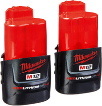 Load image into Gallery viewer, Milwaukee 2494-22 M12 Cordless Combination 3/8" Drill / Driver and 1/4" Hex Impact Driver Dual Power Tool Kit (2 Lithium Ion Batteries, Charger, and Bag Included)