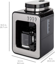 Load image into Gallery viewer, Best Choice Products 600W 4-Cup Automatic Kitchen Coffee Maker for Whole Beans or Ground Coffee w/Built-In Grinder, 2 Intensity Levels, Glass Pot, Auto Drip, Warm Plate, Scoop, Brush