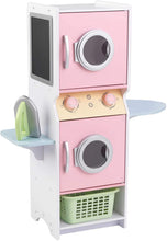 Load image into Gallery viewer, KidKraft Laundry Playset Children's Pretend Wooden Stacking Washer and Dryer Toy with Iron and Basket, Gift for Ages 3+, Pastel