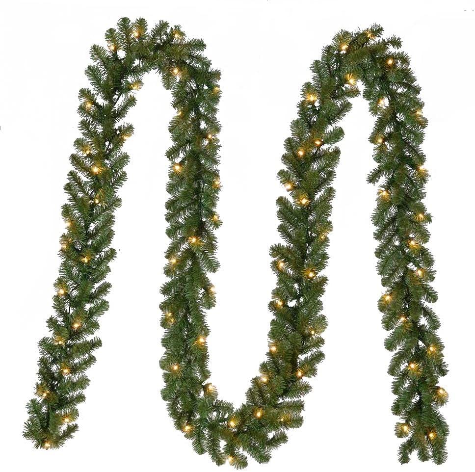 Home Accents Holiday 18 ft. Pre-Lit Kingston Indoor/Outdoor Garland Decoration with 70 Sparkling Warm Clear Lights