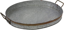 Load image into Gallery viewer, Stonebriar Oval Galvanized Metal Serving Tray with Rust Trim and Metal Handle