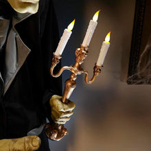 Load image into Gallery viewer, Halloween Standing Butler Holding Candelabra 6 ft. Animated Battery Operated