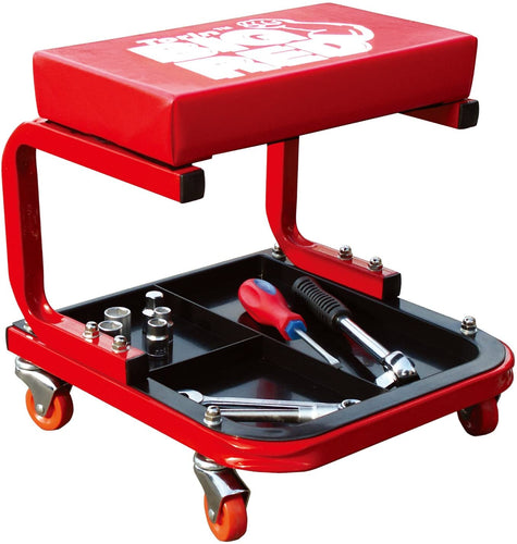 BIG RED Torin Rolling Creeper Garage/Shop Seat: Padded Mechanic Stool with Tool Tray