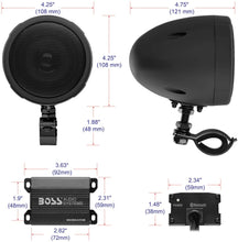 Load image into Gallery viewer, Boss Audio Systems MCBK470B Motorcycle Bluetooth Speaker System - Class D Compact Amplifier, 3 Inch Weatherproof Speakers, Volume Control, Great for Use With ATVs and 12 Volt Vehicles