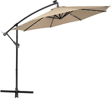 Load image into Gallery viewer, PHI VILLA 10 FT Offset Solar LED Patio Umbrella with Cantilever, Crank, 8 Steel Ribs