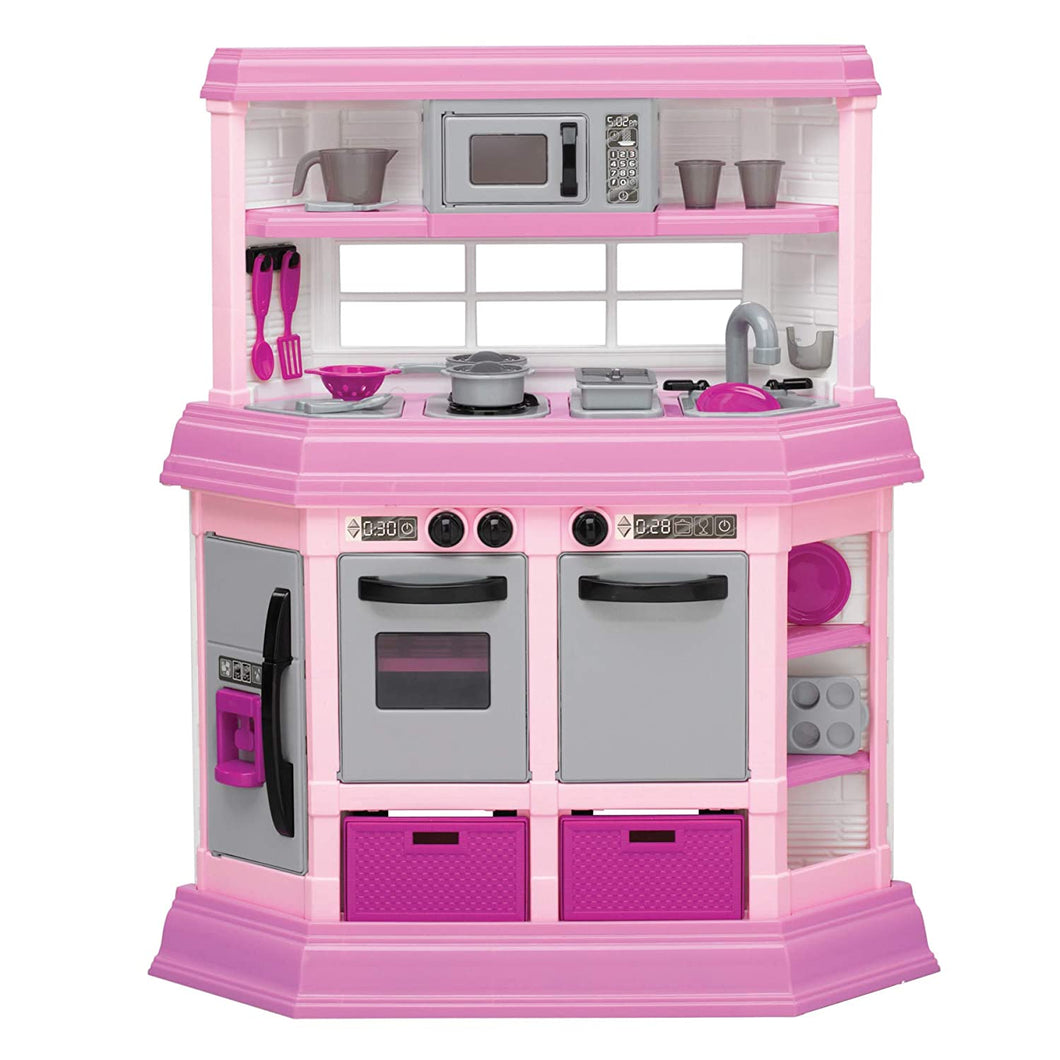 American Plastic Toys Interactive Custom Kitchen Set with 22 Accessories, Pink