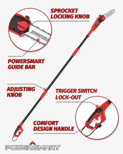 Load image into Gallery viewer, PowerSmart Pole Saw, 8-inch 6 Amp Telescoping Electric Pole Saw, Electric Pole Saw with Automatic Lubrication System, Height Adustable, PS6108
