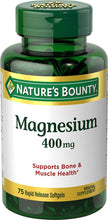 Load image into Gallery viewer, Nature's Bounty Magnesium 400 mg, 75 Softgels