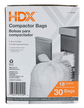 Load image into Gallery viewer, HDX 959933 18 Gallon 2.5 Mil Trash Compactor Bags w/ Tie Flaps (30-Count) (Made in USA)