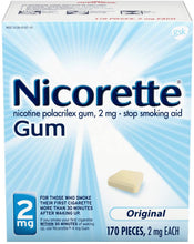 Load image into Gallery viewer, Nicorette 2mg Nicotine Gum to Quit Smoking , Unflavored, Original, 170 Count