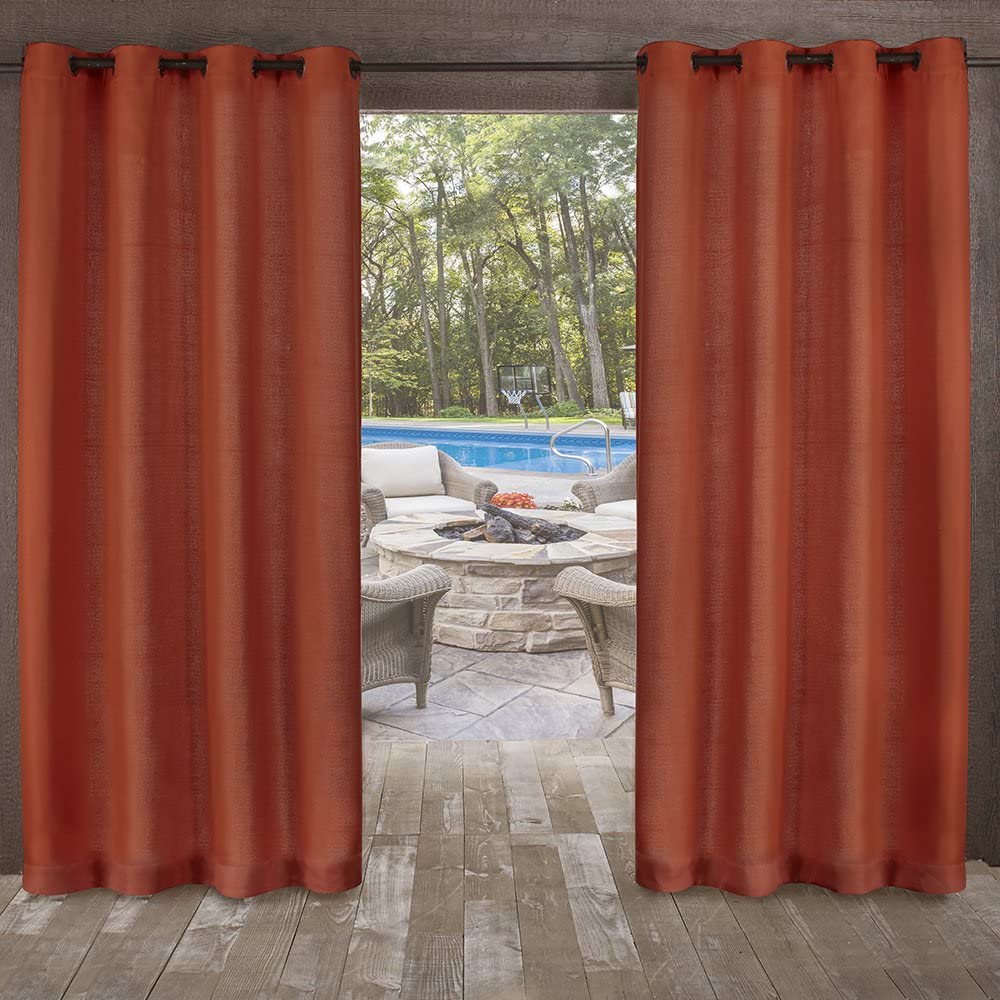 Exclusive Home Curtains Delano Heavyweight Textured Indoor/Outdoor Grommet Top Curtain Panel Pair