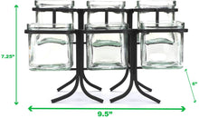 Load image into Gallery viewer, Mind Reader 6 Compartment Condiment Server Stand, Garnish Station for Restaurant, Bars, Removable Jars, Black, 9.5" W x 7.25" H, Clear 2 Tier