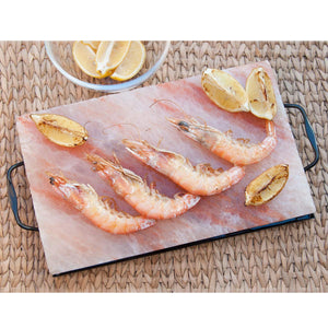 Charcoal Companion CC6064 Himalayan Salt Plate & Holder Set, 12" x 8" x 1.5"