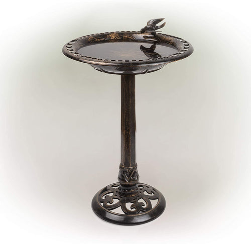 Alpine Corporation TEC294BZ Birdbath Bronze w/Bird Decoration, 26 Inch Tall