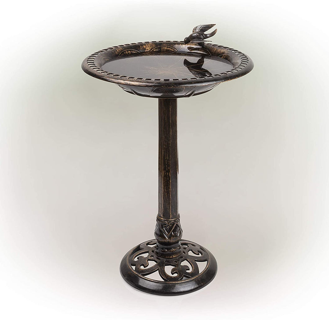 Alpine Corporation TEC294BZ Birdbath Bronze w/Bird Decoration, 26 Inch Tall