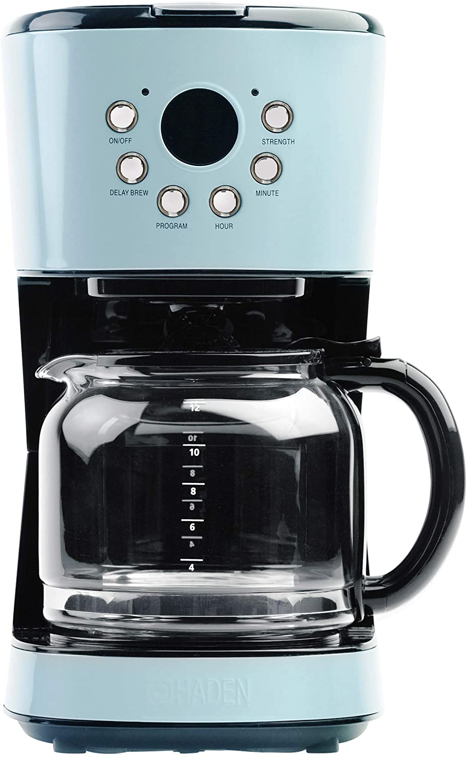 Haden 75032 Heritage Innovative 12 Cup Capacity Programmable Vintage Retro Home Countertop Coffee Maker Machine with Glass Carafe, Turquoise Blue