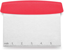 Load image into Gallery viewer, Cooking Light Stainless Steel Bowl Chopper Bench Ergonomic Handle, Multipurpose Dough Scraper for Culinary Use, Red