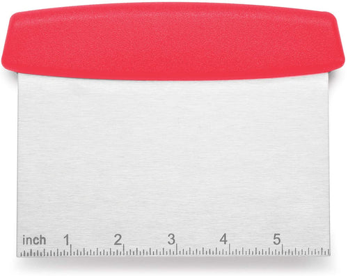 Cooking Light Stainless Steel Bowl Chopper Bench Ergonomic Handle, Multipurpose Dough Scraper for Culinary Use, Red