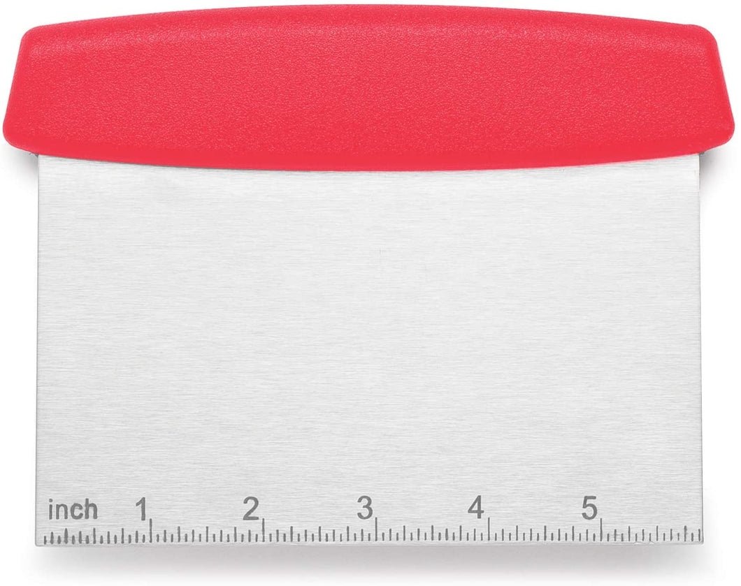 Cooking Light Stainless Steel Bowl Chopper Bench Ergonomic Handle, Multipurpose Dough Scraper for Culinary Use, Red