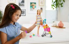 Load image into Gallery viewer, Barbie Stroll ‘n Play Pups Playset with Blonde Barbie Doll (11.5-Inch), 2 Puppies, Pet Stroller and Accessories, Gift for 3 to 7 Year Olds