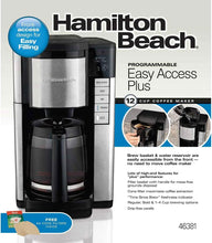 Load image into Gallery viewer, Hamilton Beach Countertop 12 Cup Programmable Coffee Maker w/Easy Access, Black