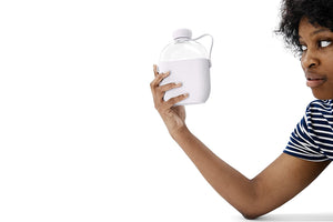 Hip 22-oz Flat Water Bottle Flask with Textured Silicone Sleeve and Carrying Handle - Tritan BPA-Free Plastic (Cloud)
