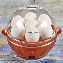 Load image into Gallery viewer, Copper Chef Want The Secret to Making Perfect Eggs &amp; More C Electric Cooker Set-7 or 14 Capacity. Hard Boiled, Poached, Scrambled Eggs, or Omelets Automatic Shut Off, 7.5 x 6.7 x 7.5 inches