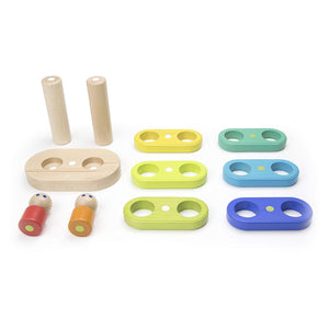 11 Piece Tegu Magnetic Floating Stacker Building Block Set, Rainbow
