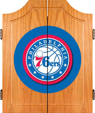 Load image into Gallery viewer, NBA Philadelphia 76ers Wood Dart Cabinet Set