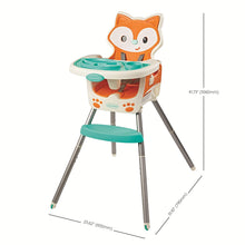 Load image into Gallery viewer, Infantino 4-in-1 Highchair - Space-Saving, Multi-Stage Booster and Toddler Chair with Multi-use Meal mat and Dishwasher-Safe Tray, in a Fox-Themed Design