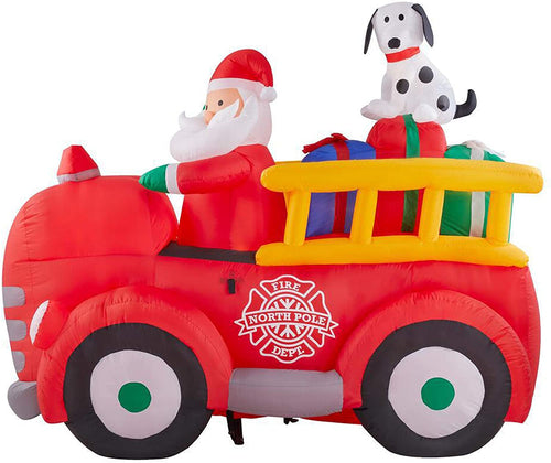 Gemmy 086786862902 Santa Driving Fire Truck Christmas Inflatable