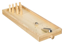 Load image into Gallery viewer, Hey! Play! 10 Pin Bowling Tabletop Skill Game - Classic Miniature Wooden Retro Sports Arcade Desktop Toy for Adult Collectors and Children
