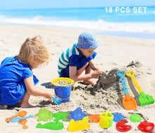 Load image into Gallery viewer, Click N Play 18Piece Beach Sand Toy Set, Bucket, Shovels, Rakes, Watering Can, Molds