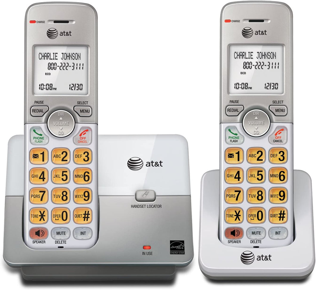AT&T EL51203 DECT 6.0 Phone with Caller ID/Call Waiting, 2 Cordless Handsets, Silver