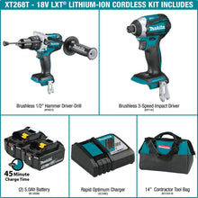 Load image into Gallery viewer, Makita XT268T 5.0Ah 18V LXT Lithium-Ion Brushless Cordless Combo Kit