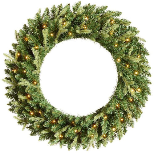 Home Accents Holiday 30 in. Mayfield Prelit LED Artificial Christmas Wreath with 35 Warm White Micro Dot Light